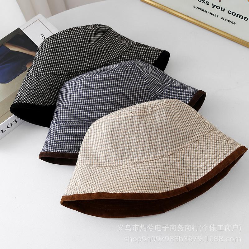 Retro double-sided wearing denim bucket hat women's summer face small versatile fashion sunshade sunscreen bucket basin hat