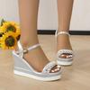 Women Platform Sandals 2024 Summer Pearl Transparent Rhinestones High Heels Buckle Fashoin Ladies Wedge Sandals Beach Shoes