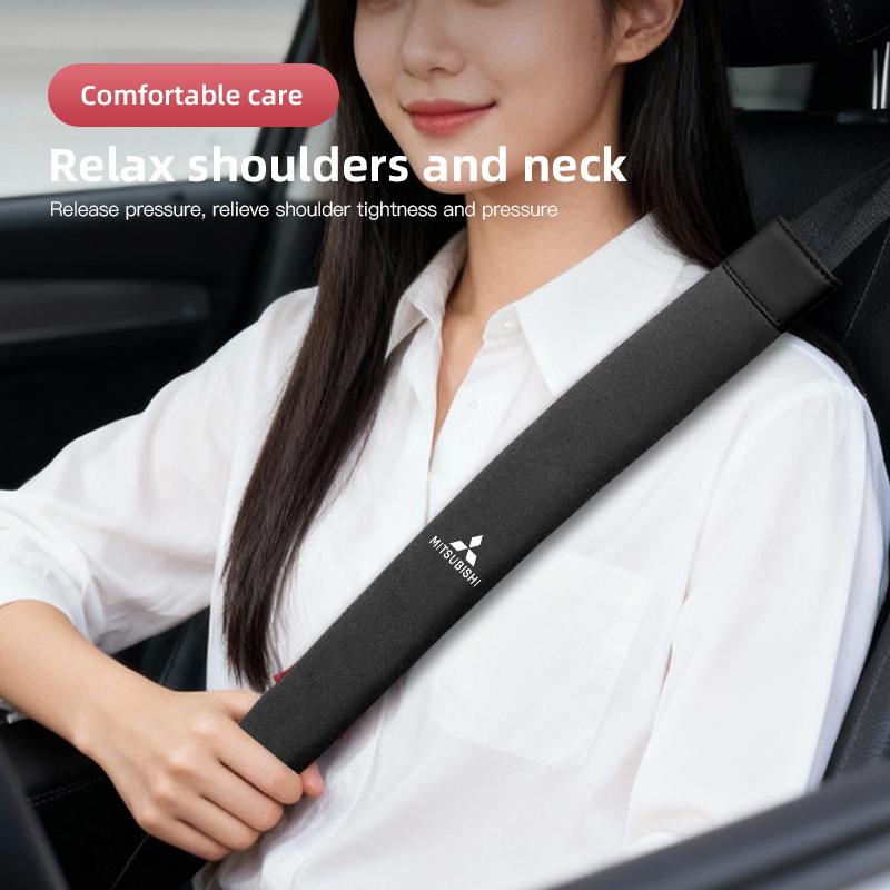 2Pcs Car Seat Belt Cover Shoulder Protector Auto Accessories For Mitsubishi Eclipse Lancer Outlander Pajero Ralliart Star Mirage