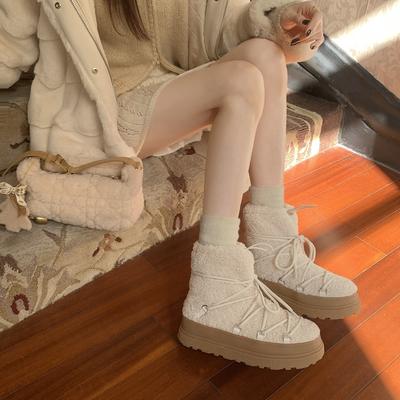 Виноградная студия motherlee дизайн ремешка теплые северо-восточные хлопковые туфли волосатые толстоподошвенные зимние сапоги женские осень и зима