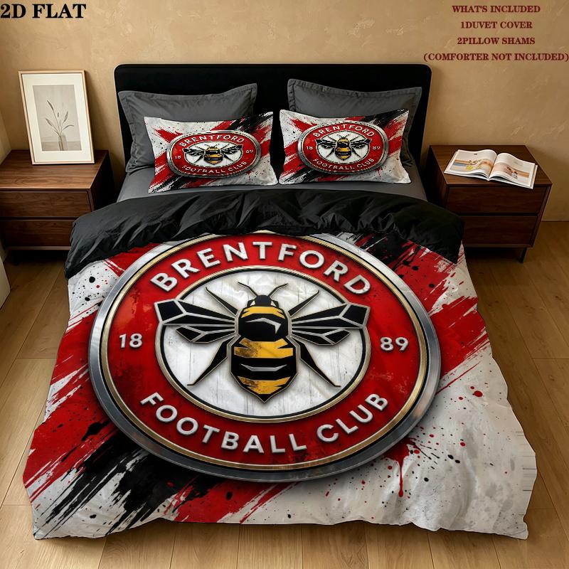 Brentford Pattern Bedding Quilt Set Home Decoration Gift (1 * duvet cover + 2 * pillowcase without core)