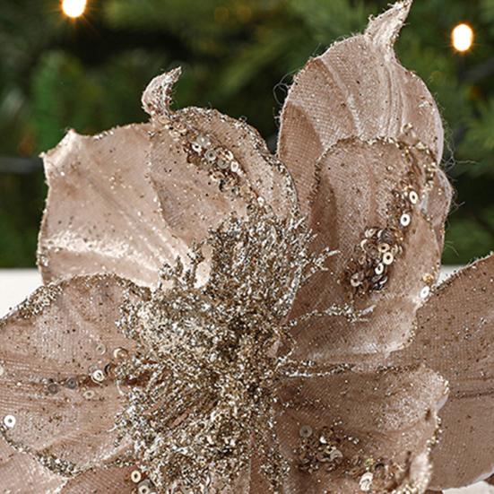 Блестящий искусственный цветок, украшение для рождественской елки, яркий цвет, реалистичный вид, легко повесить, искусственный цветок, украшение для праздничной вечеринки