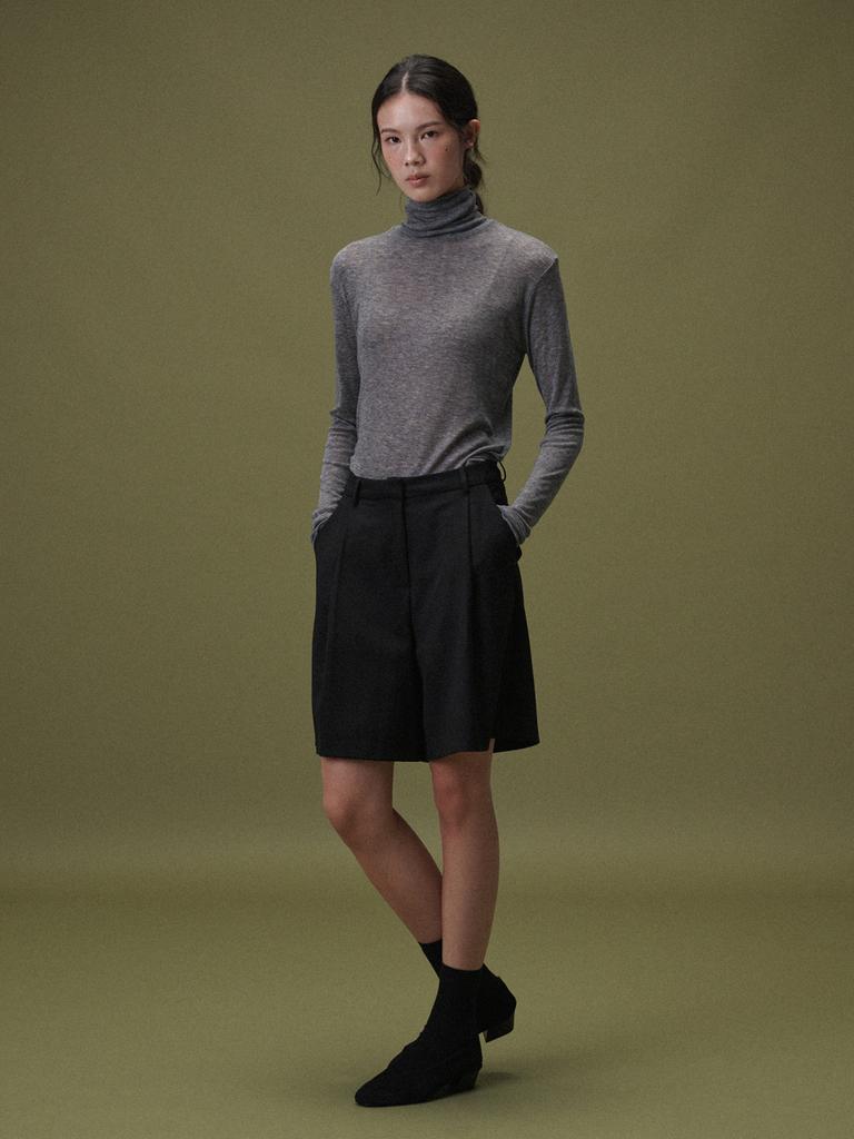 PLATDUJOUR Boy Wool Half Pants (Black)