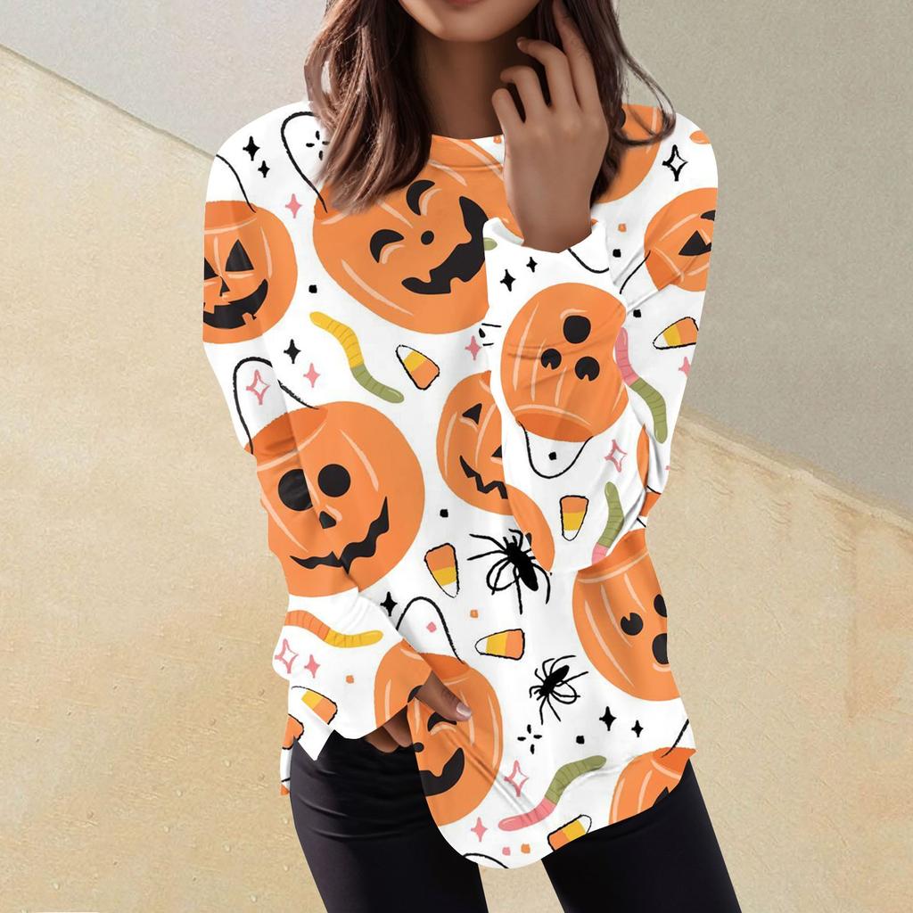 Женский повседневный модный пуловер с длинным рукавом и круглым вырезом с принтом