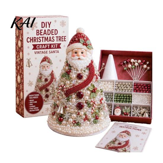 Desktop Bookshelf Ornament Kit DIY Christmas Tree Beading for Adults Beginners, Handmade 3D with Full Halloween Home Decor Crafts Tools And