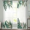 Summer Plants Green Leaves Sheer Window Curtains For Living Room Bedroom Modern Voile Tulle Curtains Fabric Drapes For Kitchen