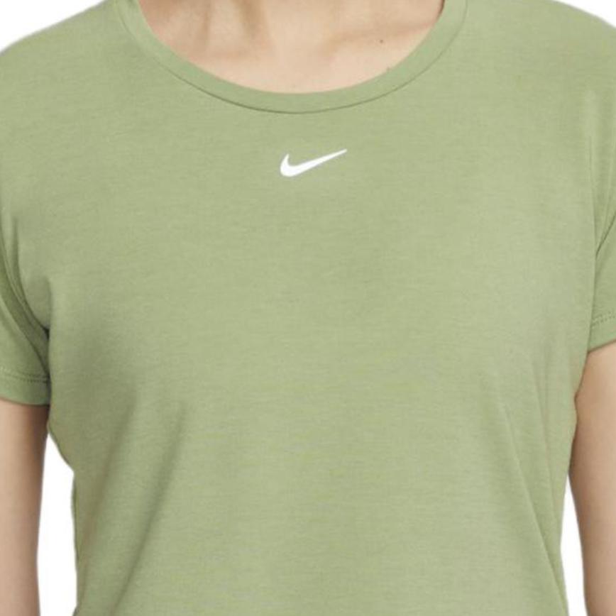 Nike T Shirts Women's Oil Green Crew Neck Moderate Straight Fit DD0619-386