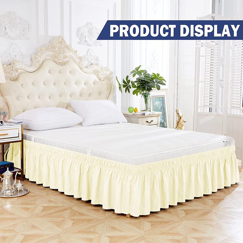 Top Selling Affordable Solid Color Wrap Around Ruffled Bed Skirt with Strong Elastic -Fade Resistant Fabric 15 Inch High