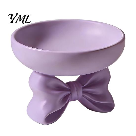 Matte Texture Jewelry Plate 3D Printed Elegant Bow Tray, Purple Ring Earring Holder, Sweet Style Ornament Holder Decorative Vanity Organizer, Entryway