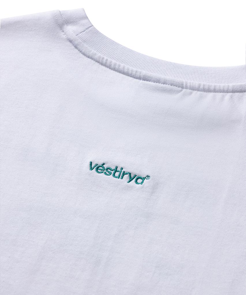 VESTIRYA Lazy Kitty Crop T-Shirts White