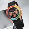Rainbow Diamond Chronograph Men's Watch Six Pin Quartz Movement Waterproof Calendar Night Light Luxury Men's Watch