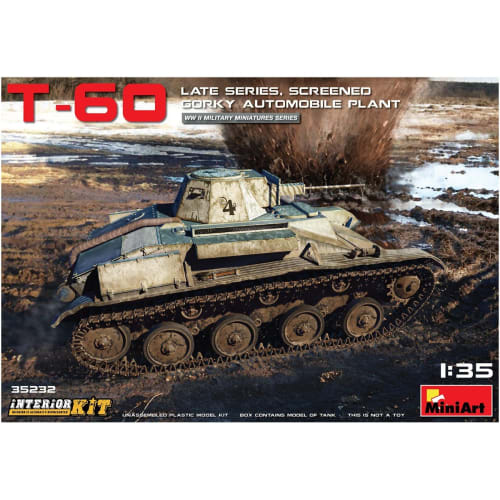 Miniart 1/35 scale Soviet T-60 Late Model with Increased Armor, Gorky Automobile Plant, Interior Reproduction Kit, Plastic Model Kit MA35232