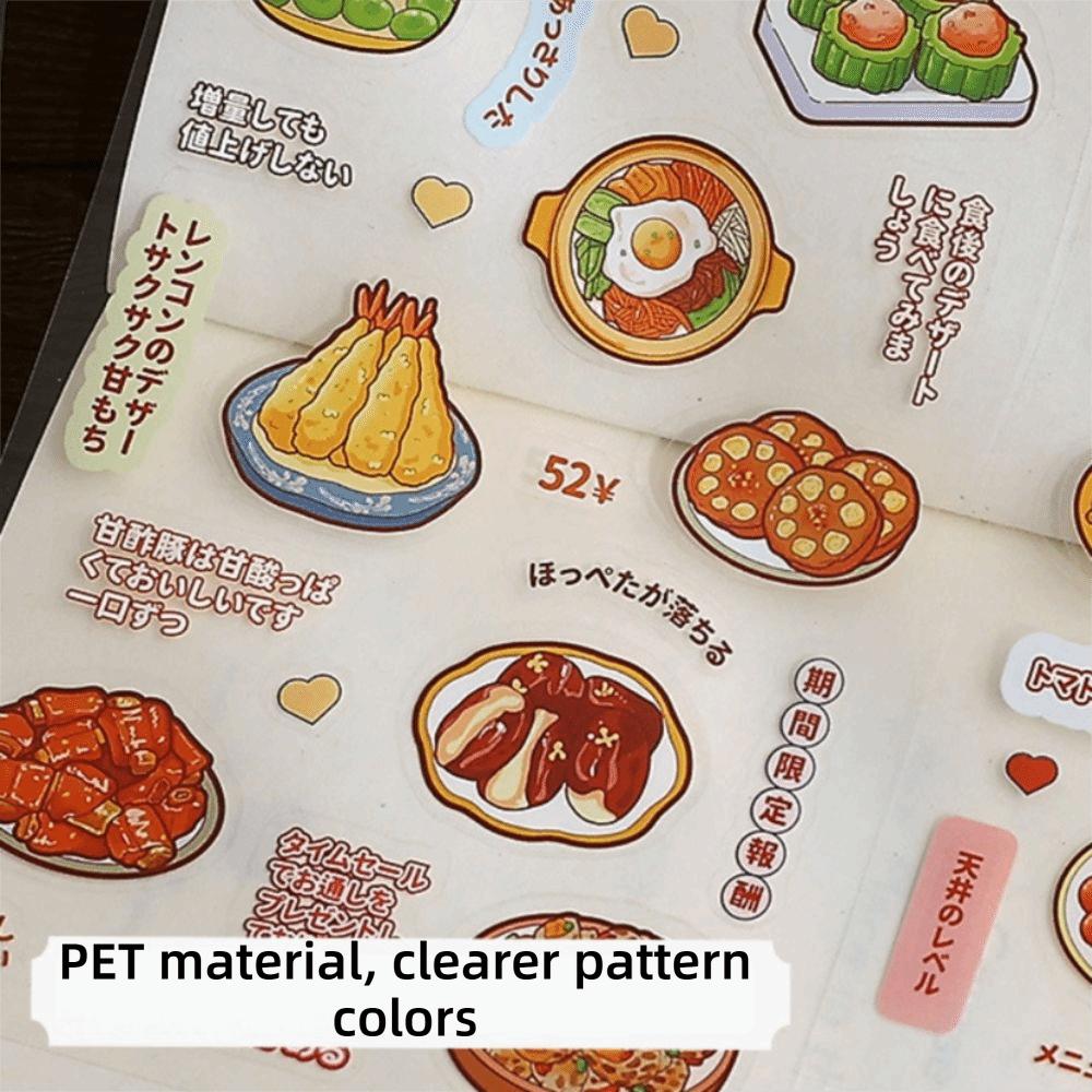 Small Pattern Recipe Material Stickers 66 Sheets Decorative Stickers Kawaii Sticker Book  Scrapbook