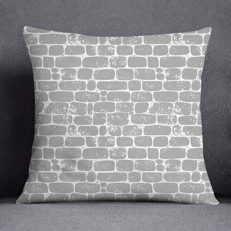 Gray Low White Flower Pattern Home Decoration Pillowcase Square Pillowcase Home Office Decoration Cushion Cover