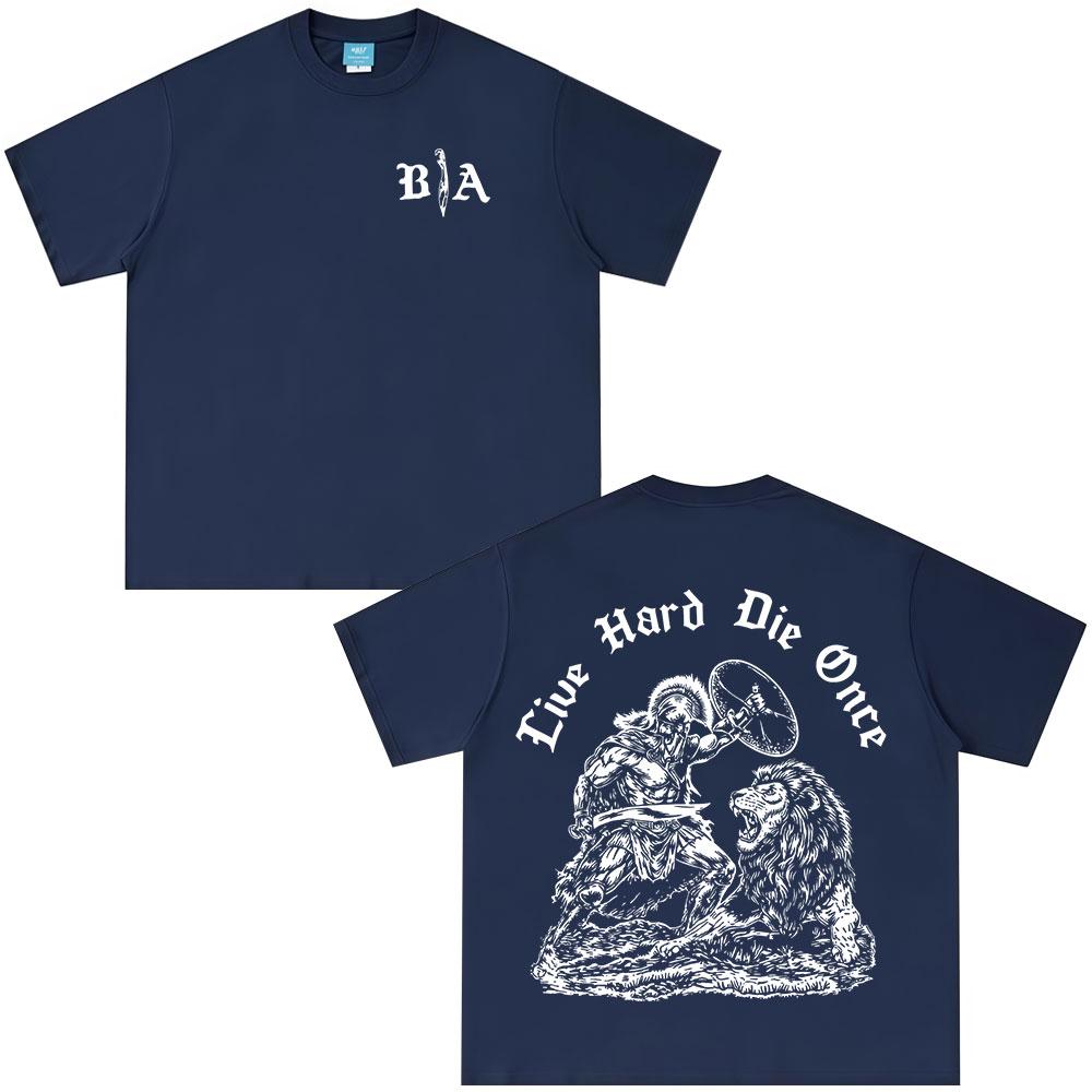 Die Once Brothers in Arms Double Sided Print Tshirt Unisex Women Clothing Casual Cotton Oversized Short Sleeves T Shirt Streetwear