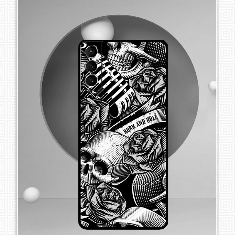 Rock and Roll Skull Cover For Samsung Galaxy S23 S24 Ultra S8 S9 S10 S22 Plus Note 10 20 Ultra S20 S21 FE Case