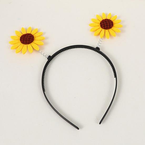 Обруч для волос с декором в виде подсолнечника, весенний дизайн, противоскользящая повязка на голову с зубцами для детей и взрослых, пластиковая легкая повязка на голову