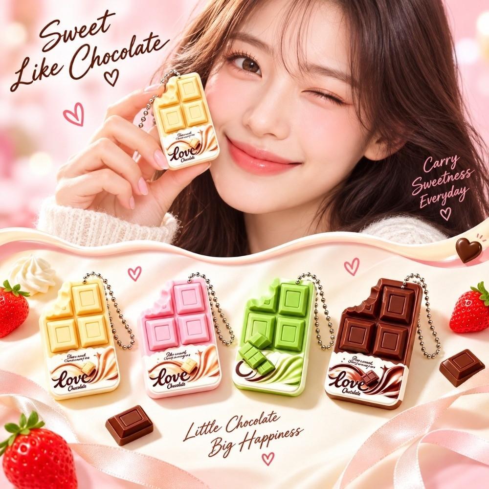 Reusable Chocolate Keychain Portable Chocolate Button Pendant Fashion Fidget Toy Keychain  For Kids