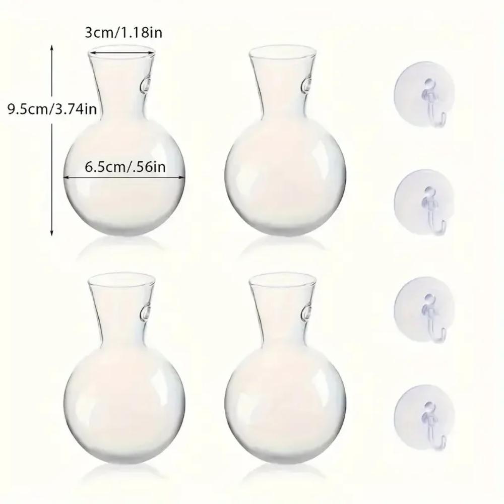 4pcs/set Self-Watering Plant Hydroponic Vase with Suction Cups Mini Flower Pot  Window