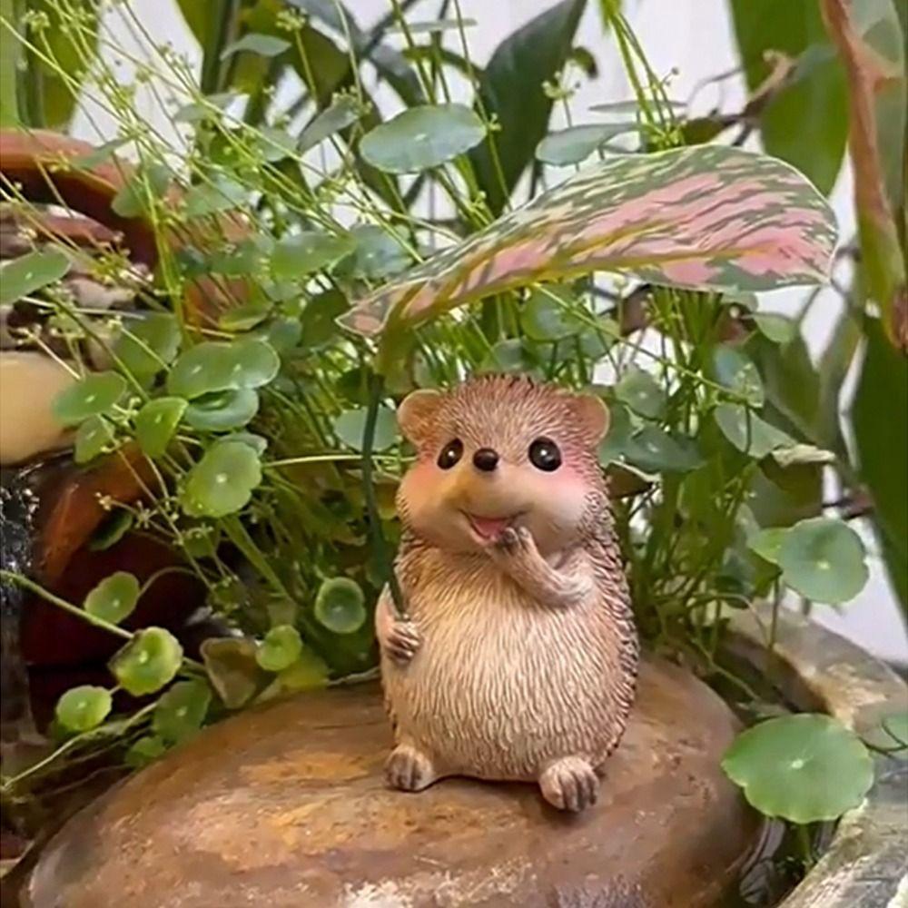 Всепогодная садовая статуэтка ежа Скульптура маленького ежа из смолы Декор для патио