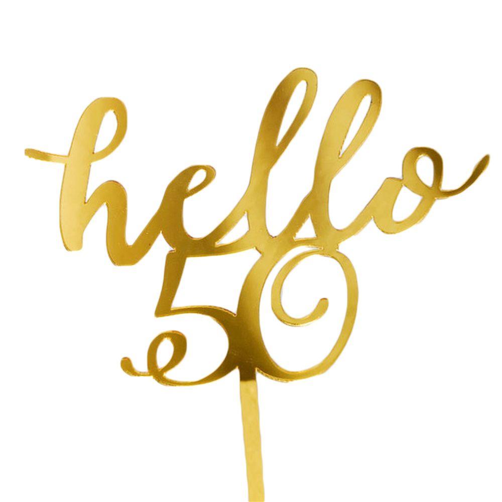 Свадебные принадлежности Юбилейная вечеринка Топпер для торта Буква Число Золотой акрил Привет 21/30/40/50/60