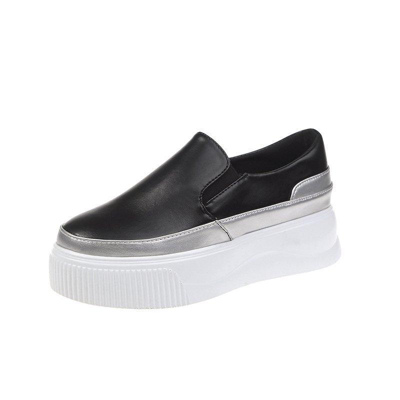 Женские туфли-лоферы Slip on, женские туфли на платформе с шитьем, вулканизированные туфли, женская обувь из искусственной кожи, модная повседневная обувь для женщин, удобная обувь