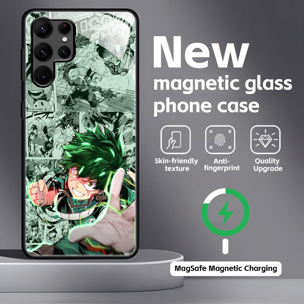 Deku My Hero Academia Phone Case For Samsung S25 S24 S23 S22 S21 S20 Plus Ultra Note20 Glass Magnetic Case