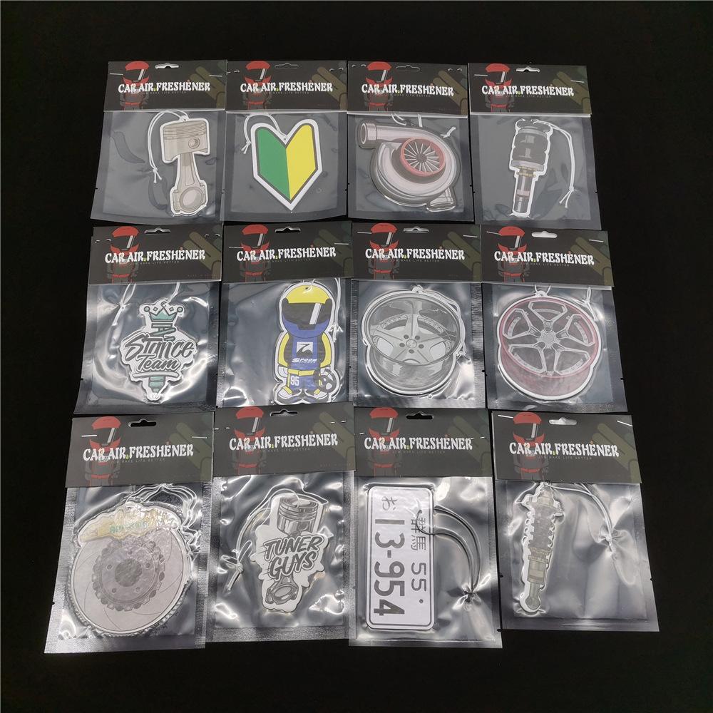 Автомобильный освежитель воздуха для секс-девушек, подвесное зеркало заднего вида, парфюмерный ароматизатор, турбо-тормозной диск, амортизатор, твердая бумага JDM