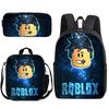 3D Аниме Рюкзак Трехсекционный Roblox Студенческий Рюкзак Сумка для Еды Пенал Школьная Сумка с Принтом