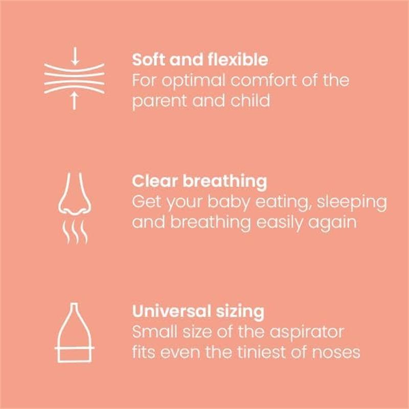 Мягкий силиконовый назальный аспиратор помогает очистить заложенный нос вашего ребенка и удаляет сопли