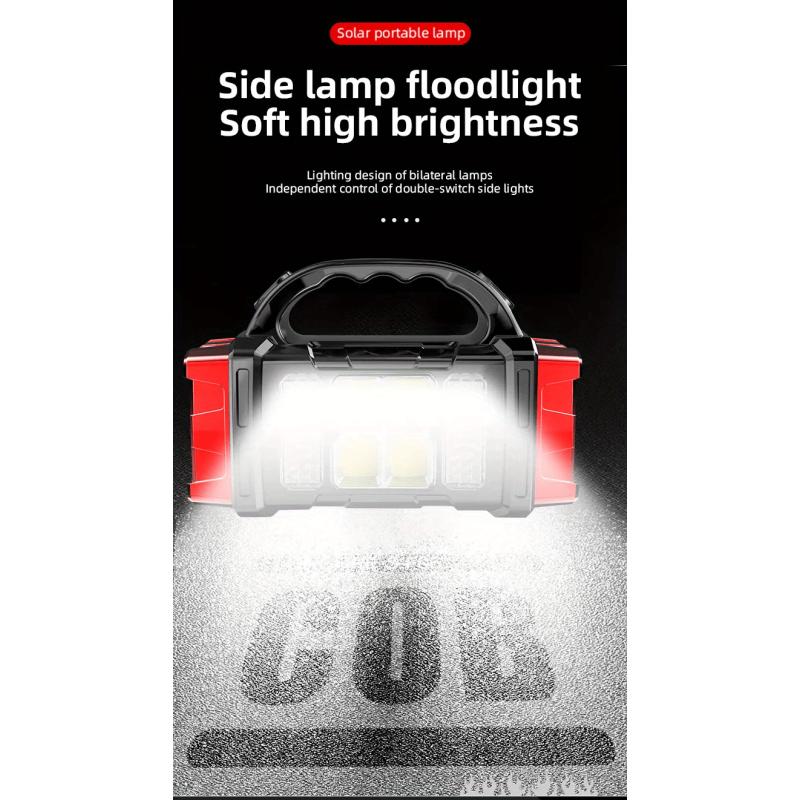 Multifunctional LED Solar Camping Light, Bright Portable Rechargeable Flashlight, Suitable For Outdoor Hiking Camping