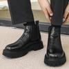 Men's Casual Business Office Chelsea Boots Autumn Winter Shoes Cowboy Natural Leather Boot Black Stylish Platform Ankle Botas