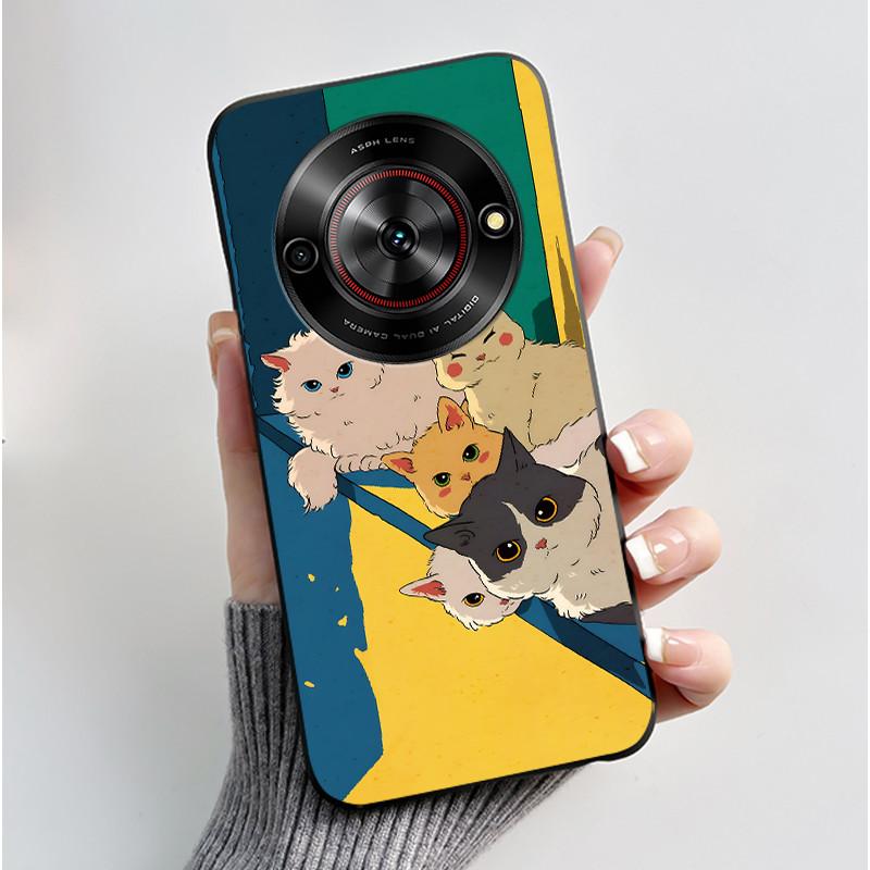 Милый Мультяшный Чехол Для ZTE Blade A75 5G/Nubia Focus 5G/Nubia Calf 5G Печатный Корпус Защитная Крышка Мягкий Силикон Черный Корпус