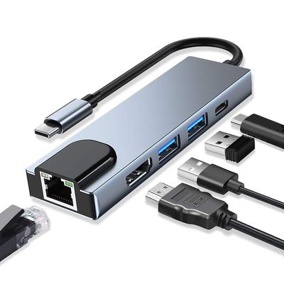 Meisei Type C Hub USB C Hub RJ45 Ethernet Conversion Adapter 5IN1 PD Порт питания 2USB Порт Высокоскоростная передача данных Разрешение 4K Выход HDMI