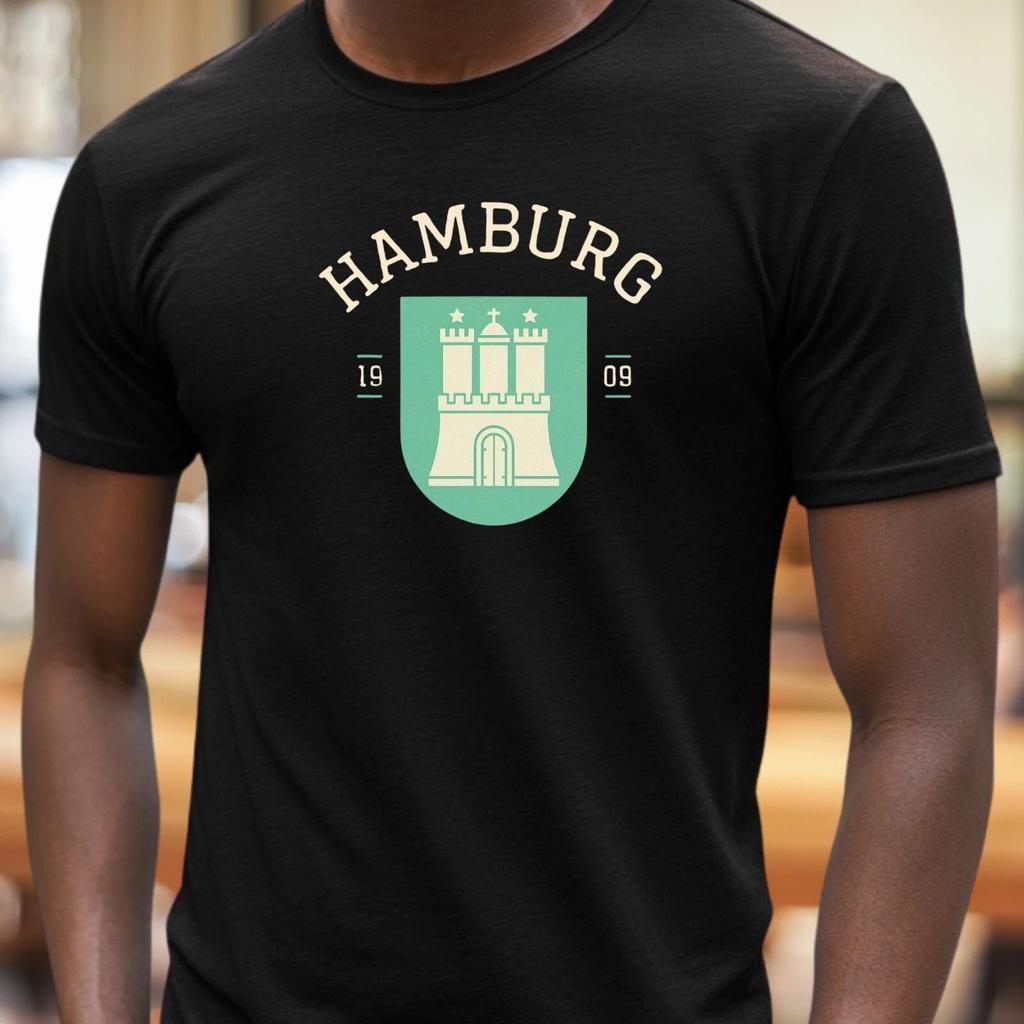 T-Shirt Herren Hamburger Wappen Souvenir Geschen Motiv Baumwolle Größe S bis 5XL