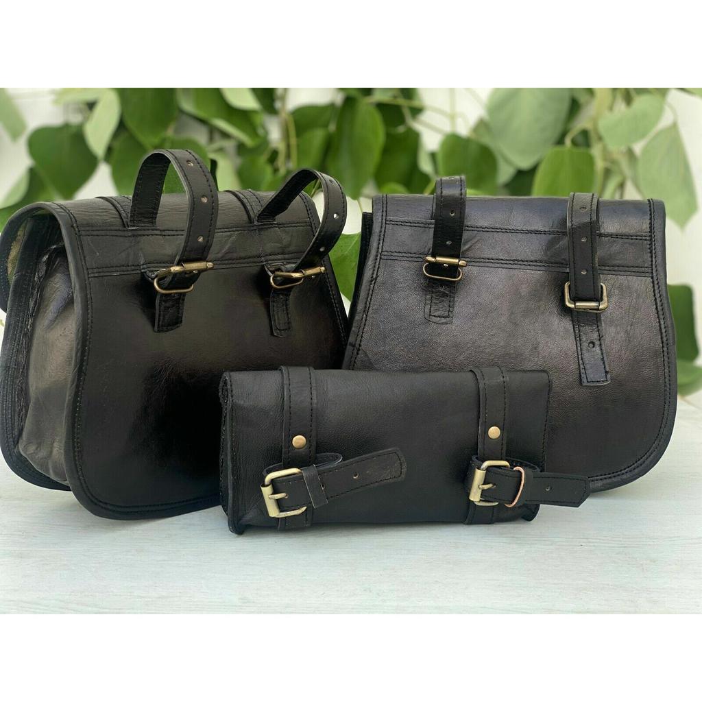 Кожаная сумка для инструментов, не требующая багажа, комбинированный набор 3 в 1, седельная сумка для мотоцикла, подлинная
