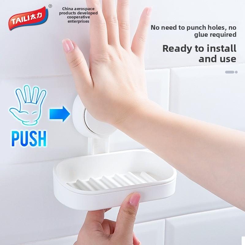 Мыльница на присоске, без перфорации, вакуумная присоска, слив, для ванной, туалета, настенная, присоска, полка, подвесная