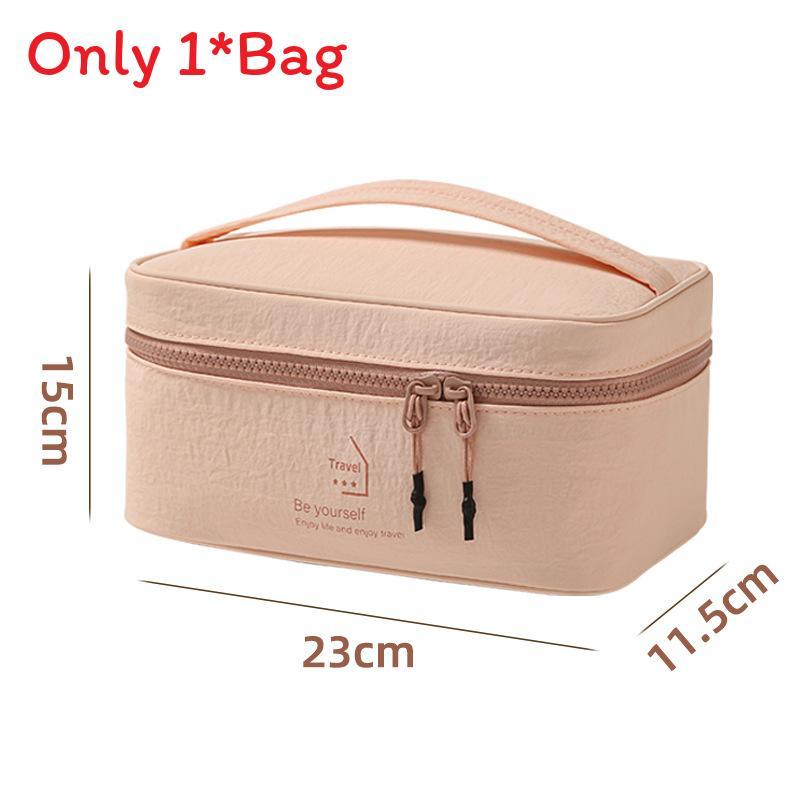 Portable Makeup Case With Multiple Compartments Nylon Travel Toiletry Bag