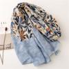 2024 New Plant And Flower Printed Cotton And Hemp Texture Silk Scarf, Tassel Large Silk Scarf, Fashionable And Versatile Tourism Beach Scarf