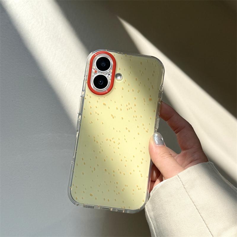 Милый Желтый Глиттерный Чехол-Кошка Для iPhone 17 Pro 16 15 14 Pro Max с Красной Рамкой Ударопрочный 16 17 15pro Защитный Чехол Cas
