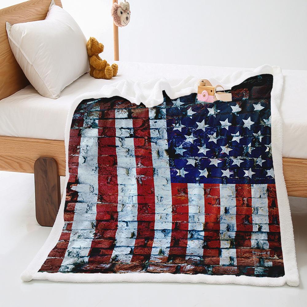 eBay blanket red blue white dirty flag lamb wool crystal fleece blanket digital print blanket