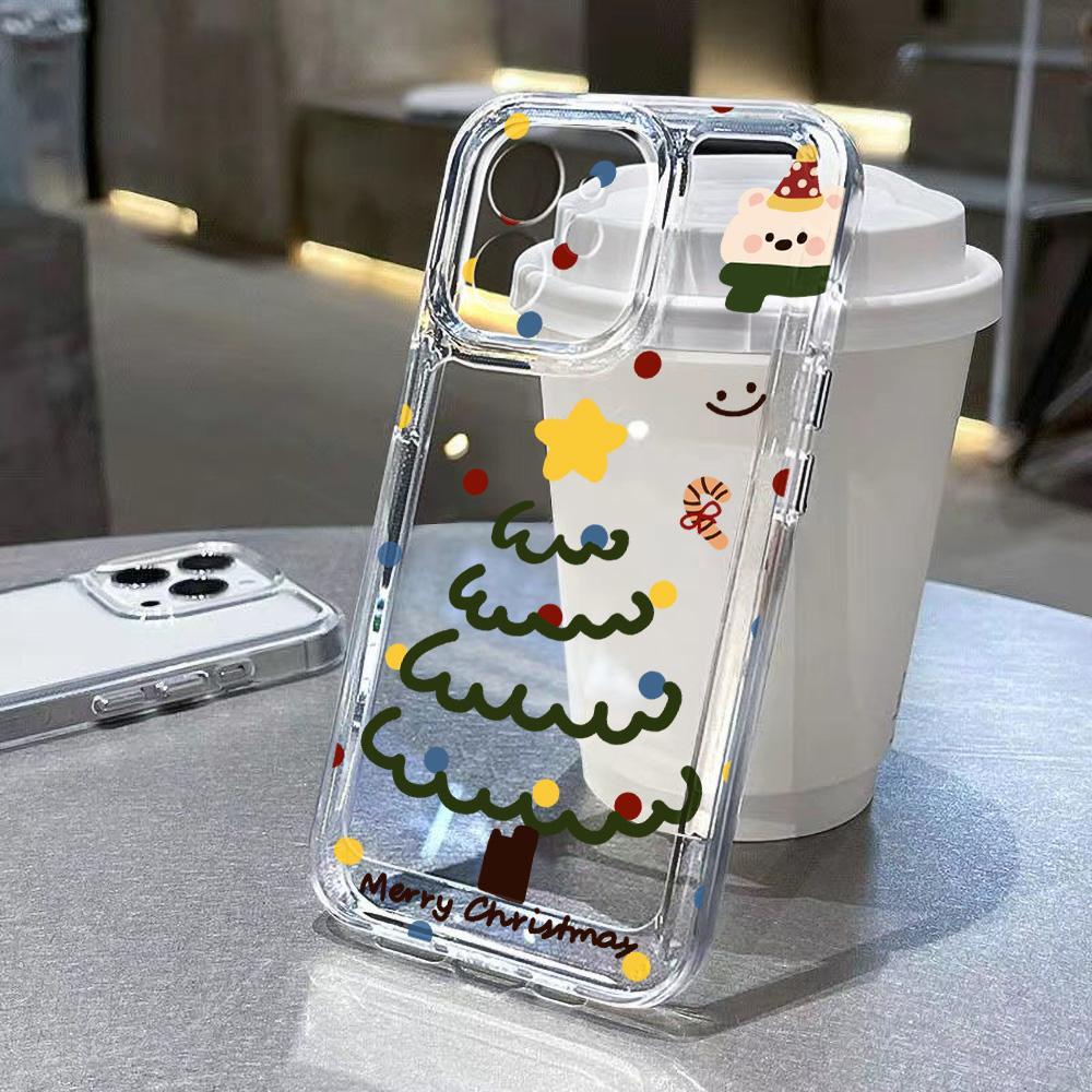 Милый рождественский чехол для телефона для iPhone 17 Air 16 16e 15plus 14 13 12 11 Pro Max Мягкий ТПУ Минималистичный Стильный Funda Защитная крышка