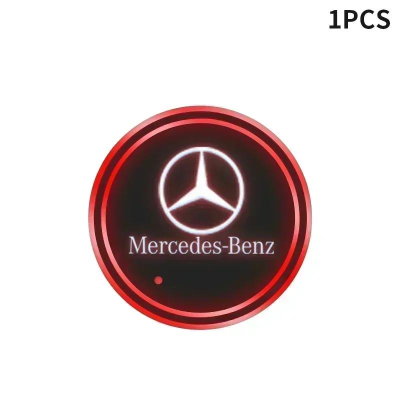 AABIH1 1/2pcs Car Luminous Water Cup Pad LED Atmosphere Light For Mercedes Benz W166 W212 W213 W246 W176 W205 C180 W167 Accessories