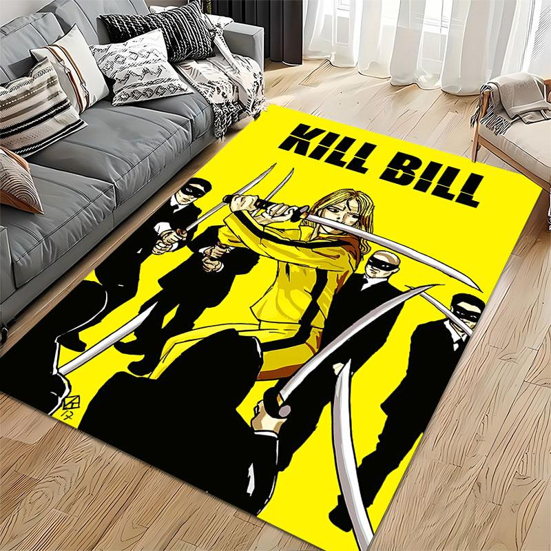 Yellow Samurai Fight Scene suitable as a non-slip mat for the living room or bedroom sofa