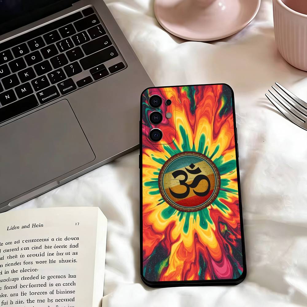 Y-Yoga Aum Om Mandala Elegant Phone Case Black Silicone Soft For Samsung S25,S24,S21,S22,S23,S30,Ultra,S20,Plus,Fe,Lite