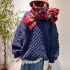 Women's Retro Red Wool Knit Scarf: Warm, Stylish Neck Protection for Winter