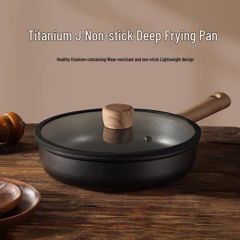 Lightweight Non-Stick Titanium Wok for Induction Cookers - Ideal for Frying Steak & Eggs