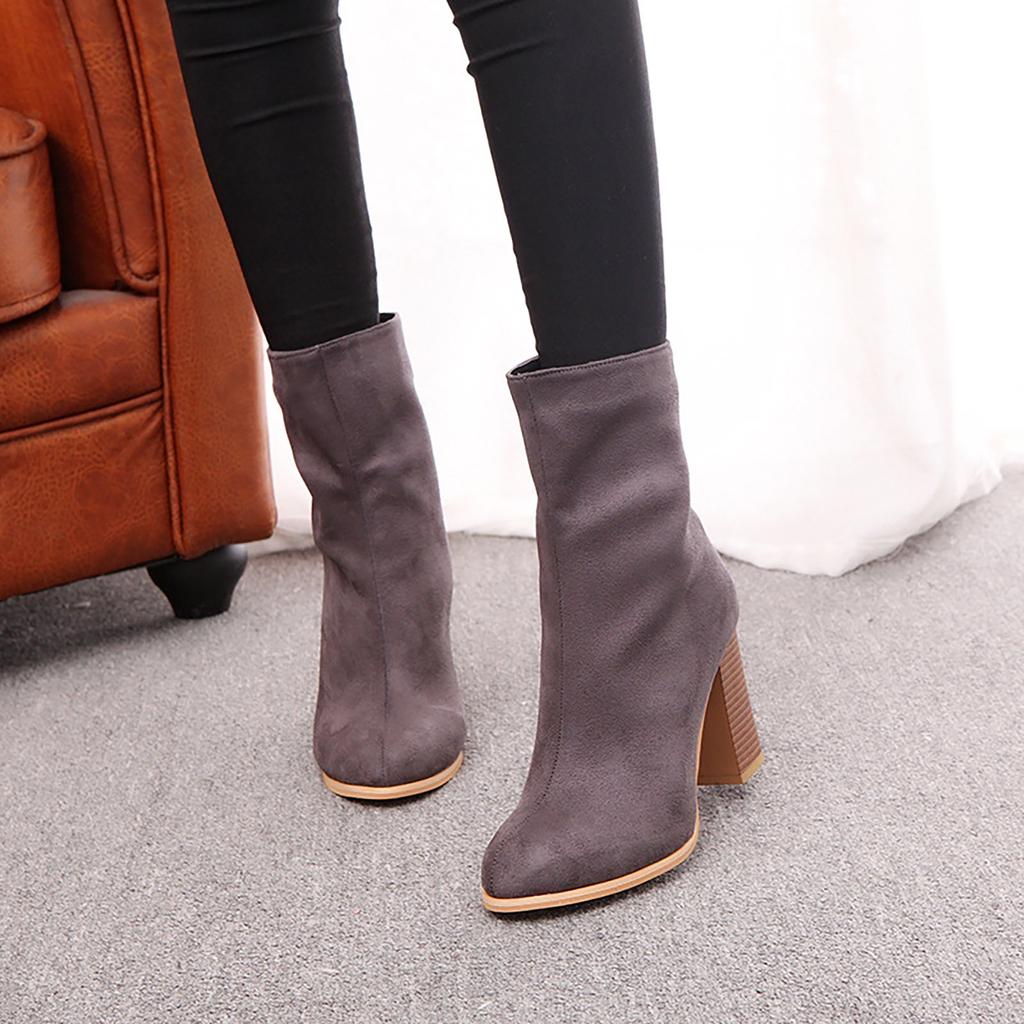 Женские теплые сапоги из искусственного меха с пряжкой, туфли на высоком каблуке, женские сапоги