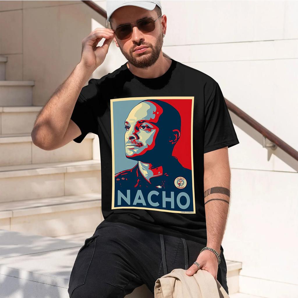 NACHO heavyweight retro printed pattern fun round neck T-shirt for daily comfort