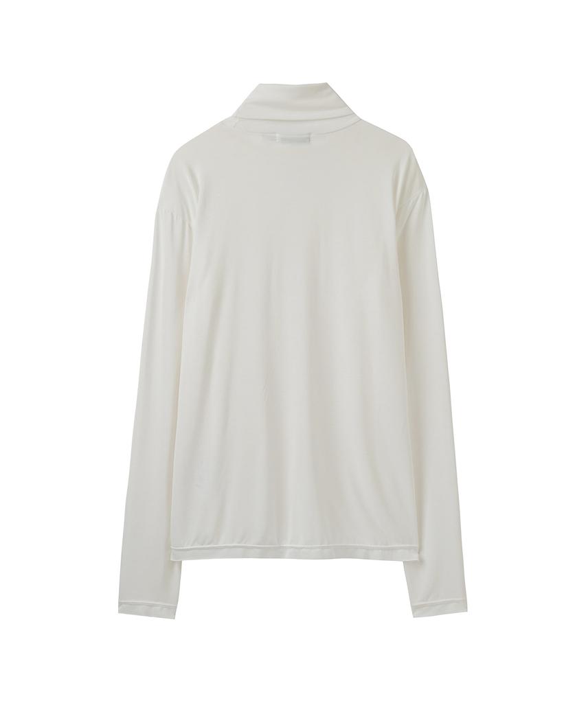 AREUBAN Drape Turtleneck Fingerhole Long Sleeve_Sand White